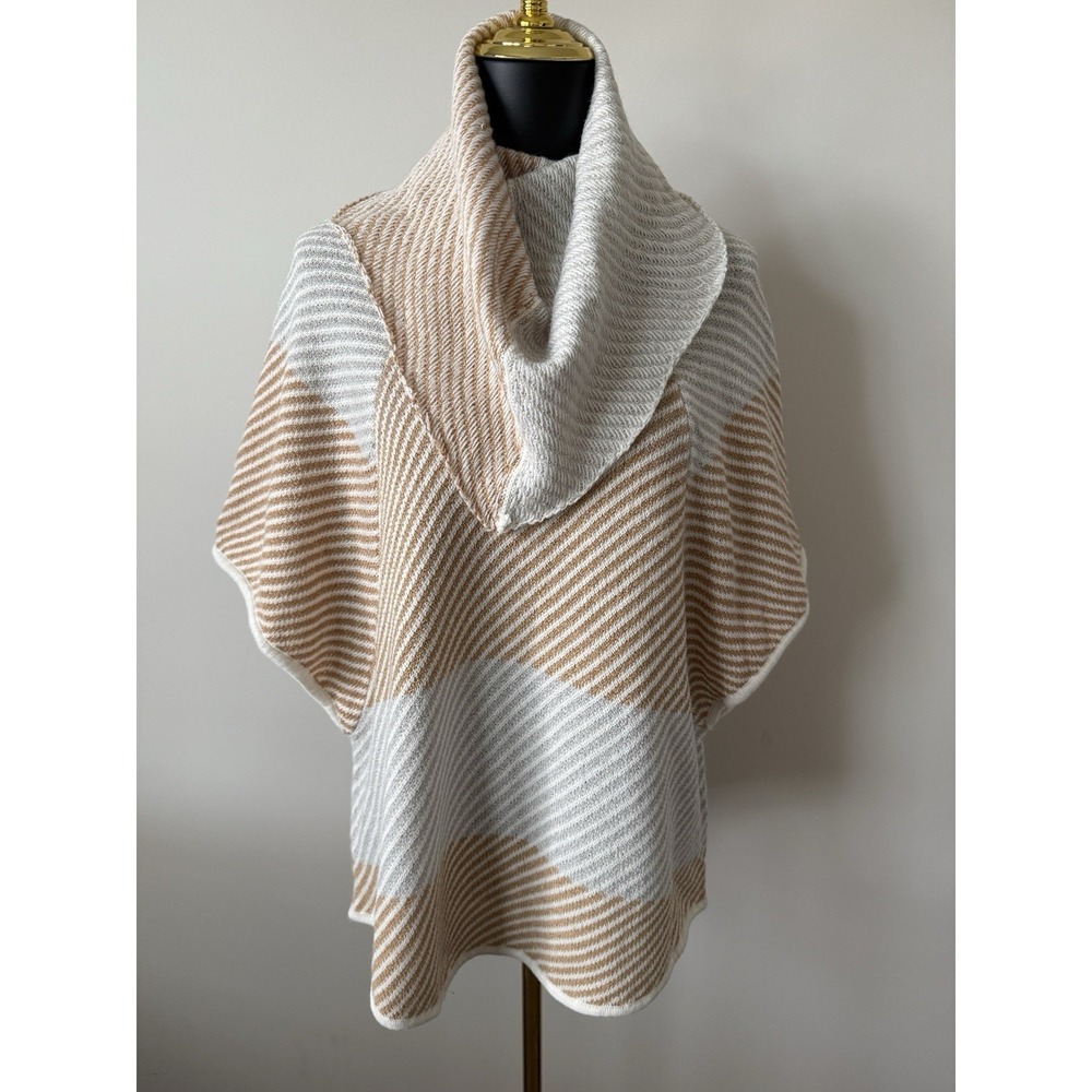 Chelsea & Theodore Women's XL Cowl Neck Sweater Poncho Oatmeal/Tan NWOT